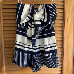 Blue and white striped romper